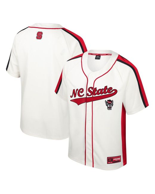 Colosseum Athletics Red Distressed Nc State Wolfpack Ruth Button-up Baseball Jersey for men