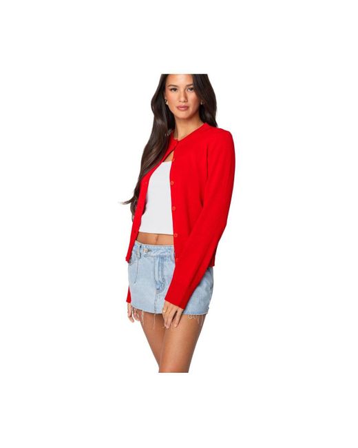 Edikted Red Hollie Button Up Cardigan