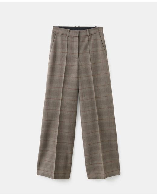 Mango Gray Wool-blend Check Pants