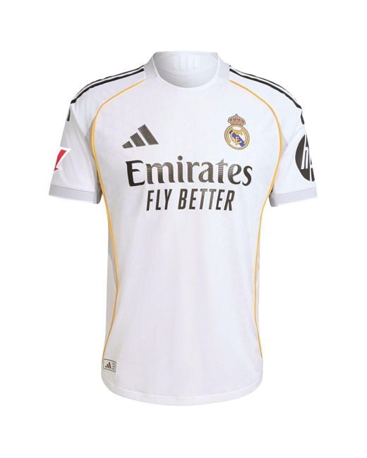Adidas White Jude Bellingham Real Madrid 2025/26 Home Authentic Jersey for men