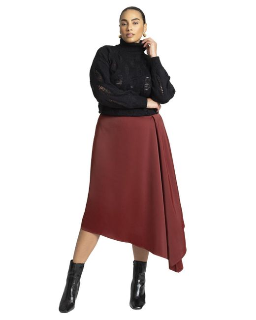 Eloquii Red Plus Size Peaked Drape Skirt