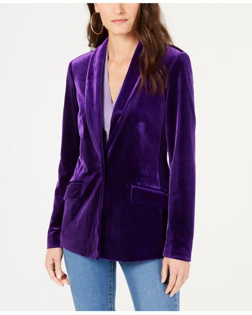 INC International Concepts Purple I.n.c. Velvet Blazer, Created For Macy's