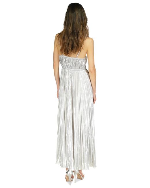 Michael Kors White Michael Shine Pleated Empire-waist Dress