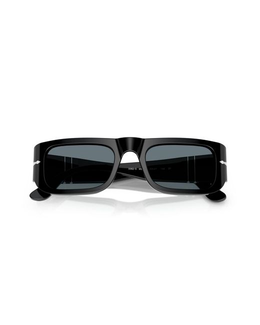 Persol Black Polarized Rectangle Sunglasses