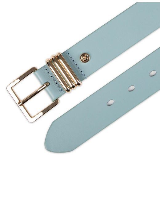 Tommy Hilfiger Blue Triple-metal Strap Keeper Casual Leather Belt
