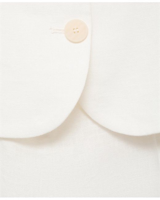 Mango White Suit-style Linen Jumpsuit