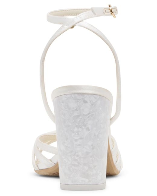 Dolce Vita White Ronica Two-piece Strappy Block Heel Dress Sandals