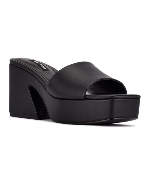 Nine West Oklee Platform Slide Sandals in Black - Lyst