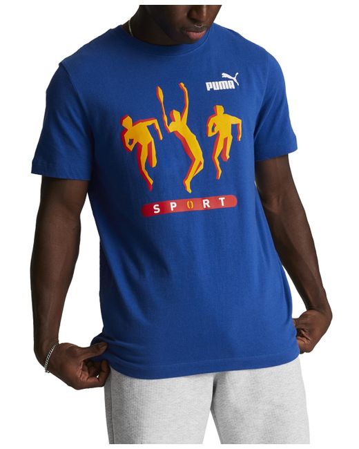 PUMA Blue Vintage Sport Regular-fit Logo Graphic T-shirt for men