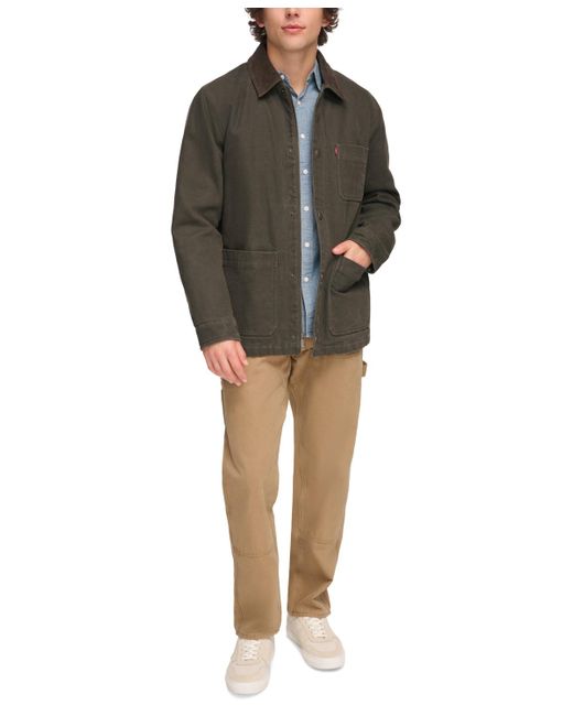 Levi's Green Plaid-lined Canvas Chore Jacket for men