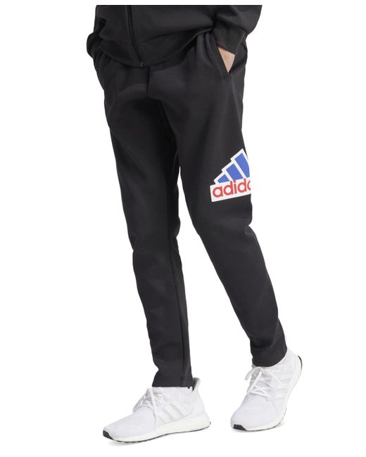 Adidas Black Drawstring Logo Graphic jogger Pants for men