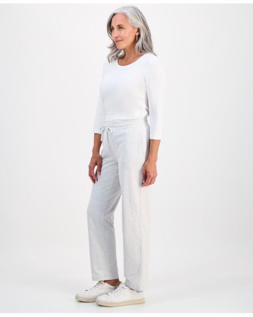 Style & Co. White Petite Mid-rise Drawstring Pants