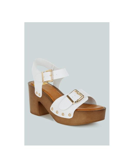 Rag & Co Blue Ompasa Genuine Leather Clog Sandals