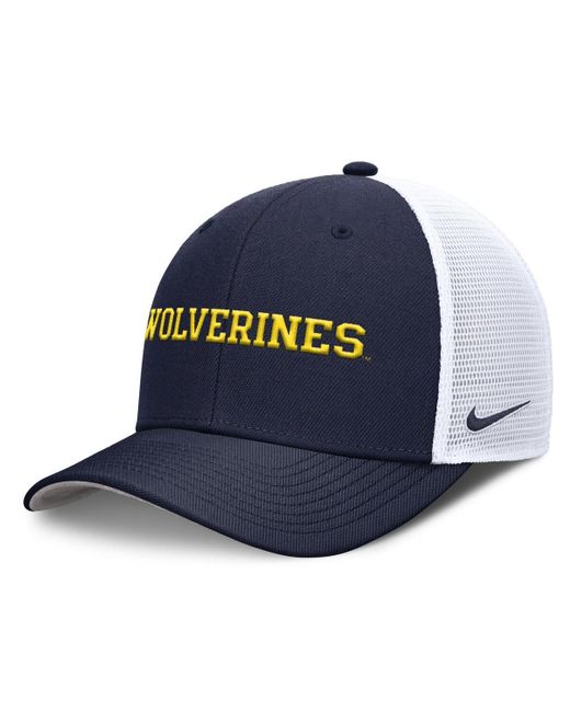 Nike Blue Michigan Wolverines 2025 Dugout Coaches Rise Performance Trucker Adjustable Hat for men