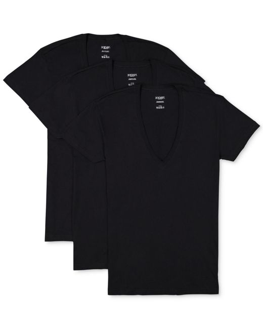 2xist Cotton Slim-fit Deep V-neck 3 Pack Undershirt in Black for Men ...