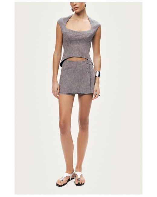 Nocturne Gray Open-back Tailored Top