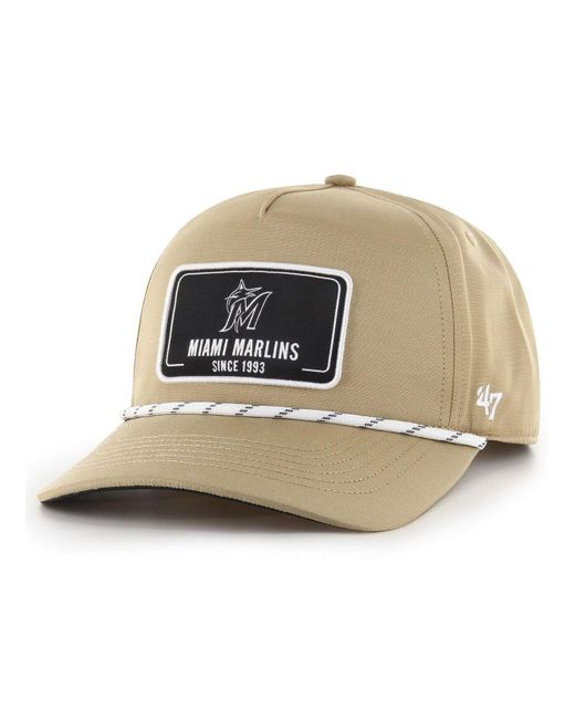 47 Brand Natural Khaki Miami Marlins Oxford Tech Hitch Snapback Hat for men