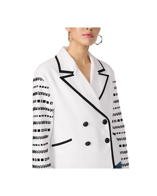 Karl Lagerfeld White Studded-sleeve Jacket