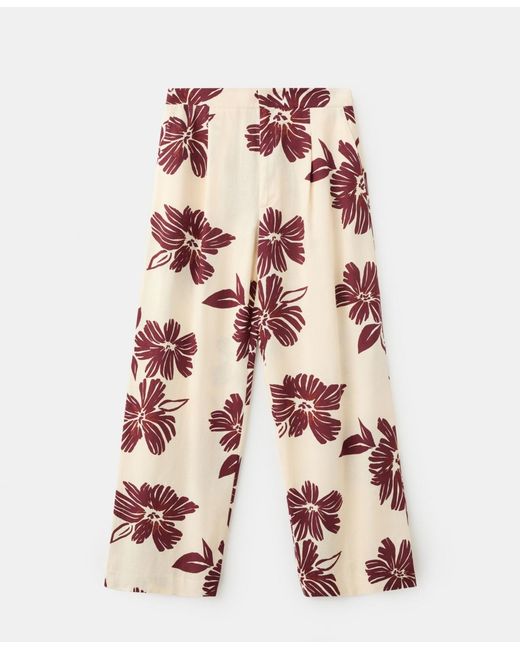 Mango Red Printed Pleated Pants