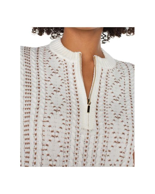 Liverpool Los Angeles White Cap-sleeve Dolman Half-zip Sweater