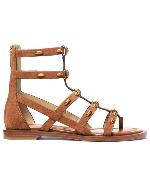 Michael Kors Brown Noa Gladiator Open Toe Flat Sandals