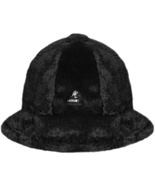 Kangol Black Faux Fur Casual Bucket Hat for men