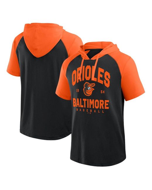 Fanatics Orange Baltimore Orioles Prime Raglan Short Sleeve Hoodie T-shirt for men