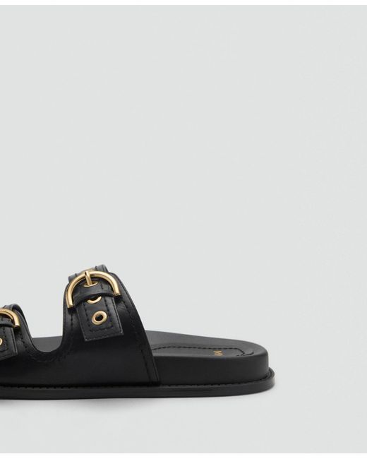 Mango Black Buckle Strap Sandals