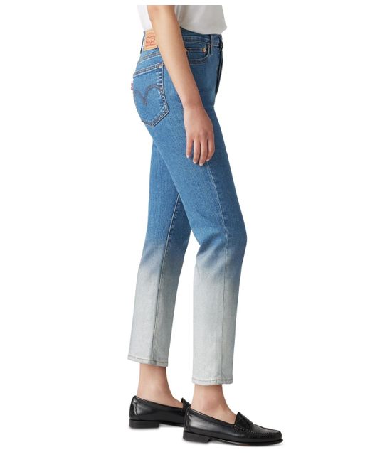 Levi's Blue Wedgie Straight-leg High Rise Cropped Jeans