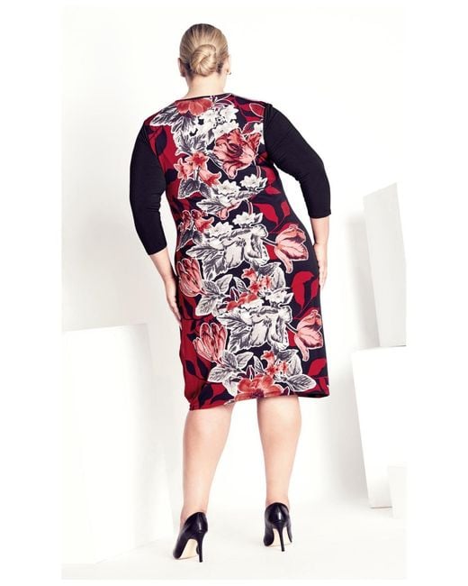 Avenue Red Plus Size Chelsea Placement Dress