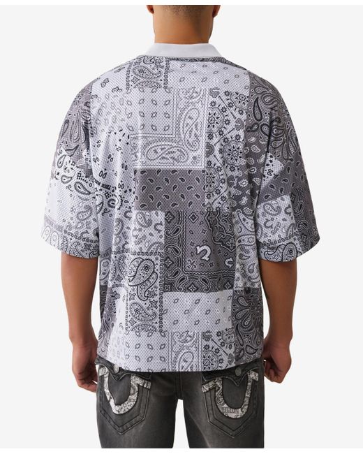 True Religion Gray Bandana Polo Shirt for men
