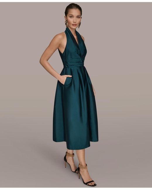 Donna Karan A-line Halter Dress in Green | Lyst