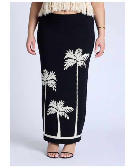 Eloquii Blue Plus Size Intarsia Column Skirt