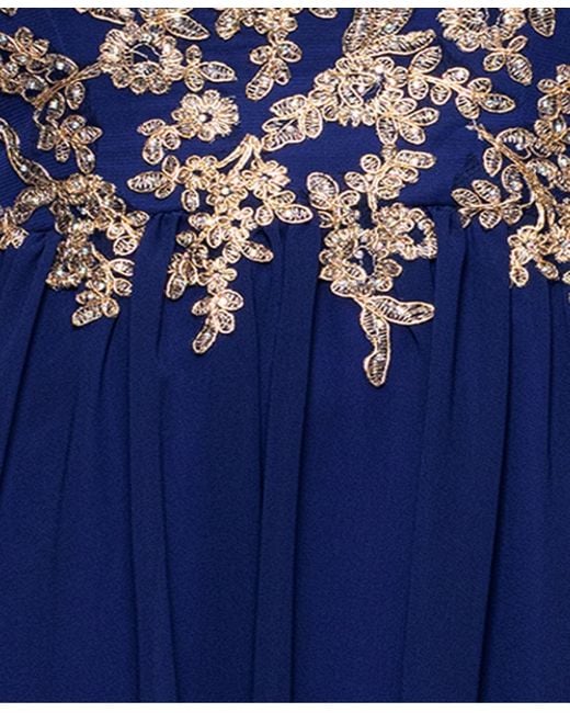 Betsy & Adam Embroidered Off-the-shoulder Dress in Blue | Lyst
