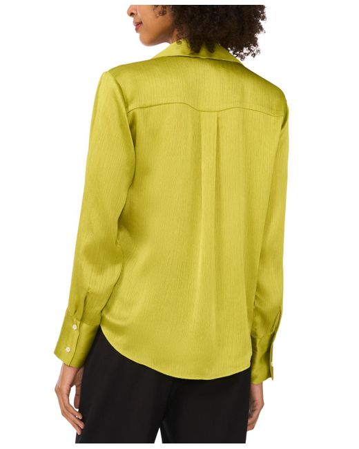 Vince Camuto Yellow Split-neck Button Long-sleeve Blouse