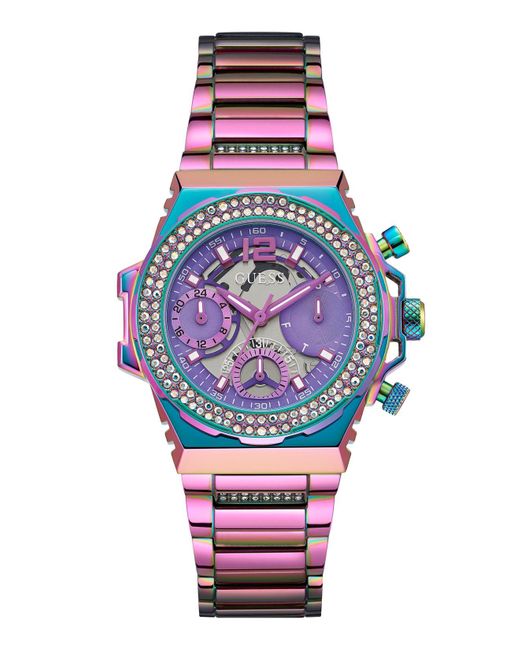 Guess Multifunction Iridescent Stainless Steel Watch 36mm in Blue Lyst