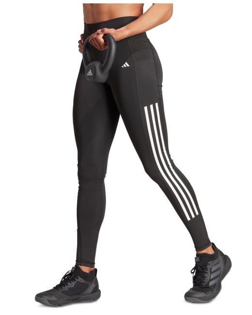 Adidas Black Optime Moisture-wicking 3-stripe 7/8 leggings
