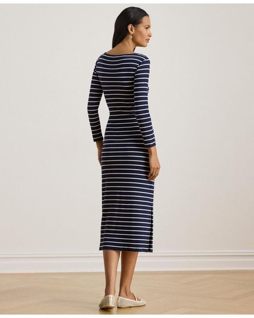 Ralph Lauren Blue Striped Tie-front Dress