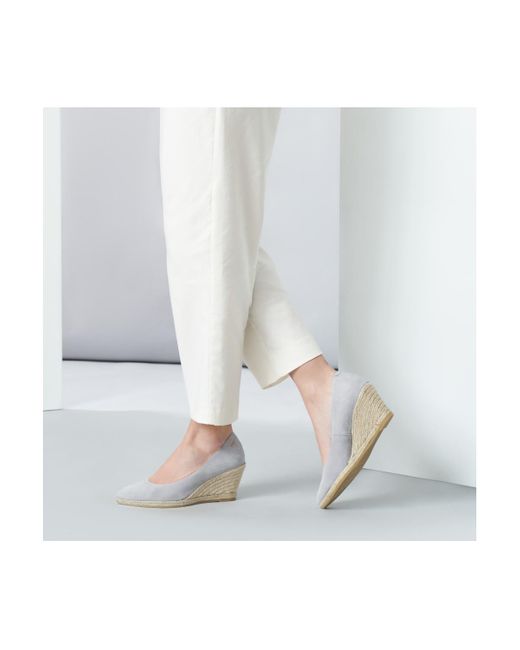 VISCATA Gray Roses Canvas U Cut Espadrille Wedges