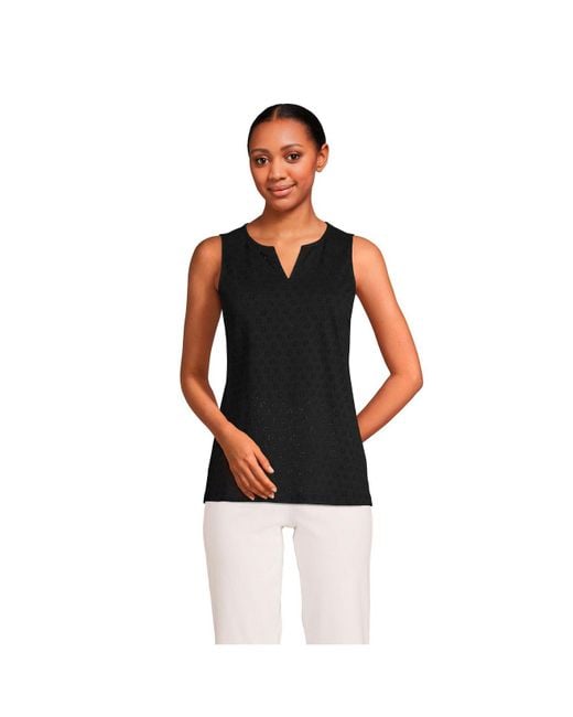 Lands' End Knit Eyelet Tank in White