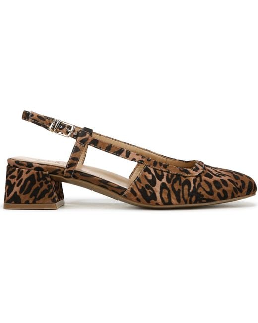 Naturalizer Brown Harper Block Heel Square Toe Slingback Pumps