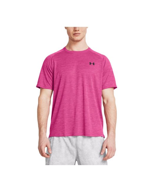 Under Armour Pink Ua Tech Textured Performance T-shirt for men