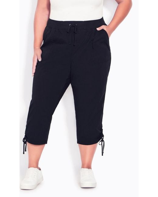 Avenue Blue Plus Size Cotton Cinch Capri