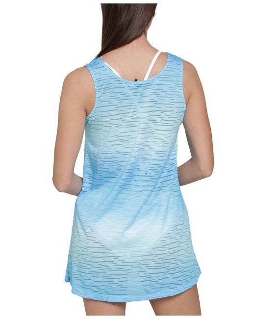 J Valdi Blue Wavy-burnout Ring-hardware Mini Cover-up Dress
