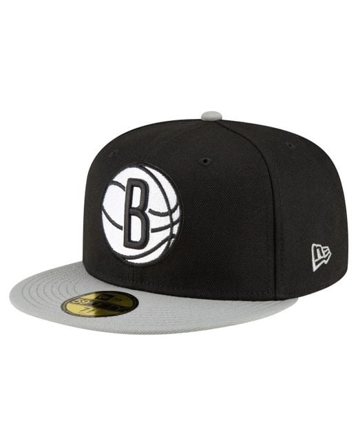 KTZ Black/white Brooklyn Nets 2-tone 59fifty Fitted Hat for men