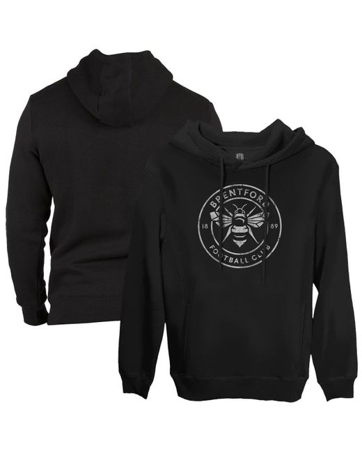 1863fc Black Brentford Fc Mono Badge Fleece Pullover Hoodie Sweatshirt for men