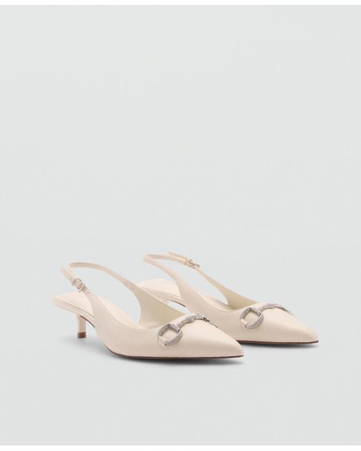Mango White Crystal Sling Back Shoes