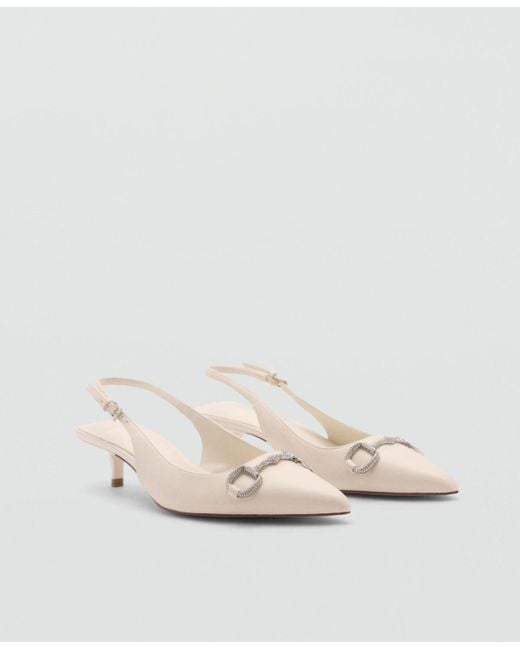Mango White Crystal Sling Back Shoes
