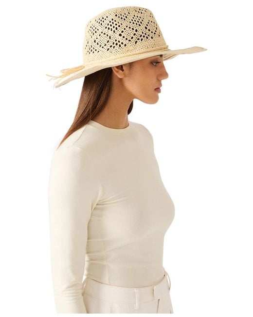 Steve Madden White Mixed Pattern Western Panama Hat