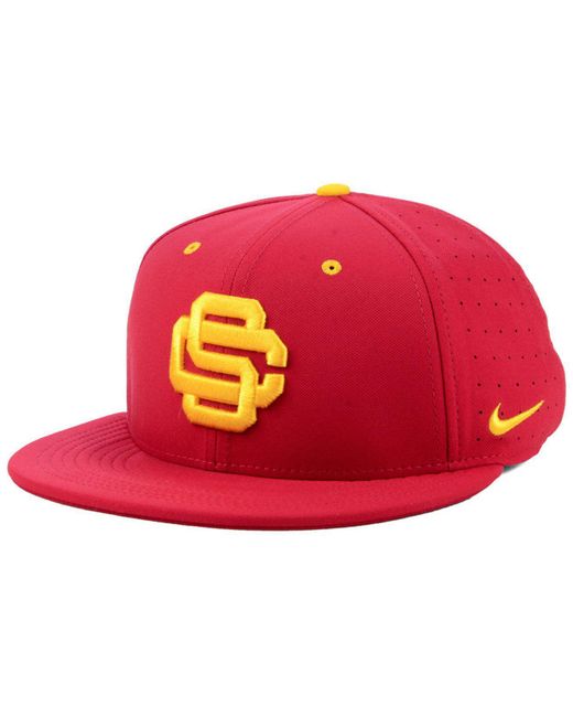 Nike Red Usc Trojans Aerobill True Fitted Baseball Cap for men